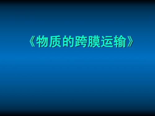 高中生物教师竞赛作品《物质跨膜运输的方式》课件 新人教版必修1