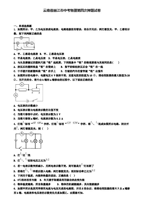 云南省丽江市中考物理第四次押题试卷