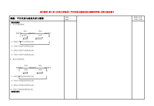 北师大版必修2高中数学第1章《立体几何初步》平行关系与垂直关系习题课导学案