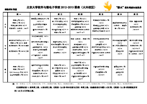 北京大学软件与微电子学院2012-2013课表(大兴校区)