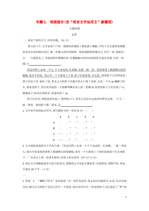 高考语文一轮复习专题七语段综合含“语言文字运用Ⅱ”新题型专题检测含解析