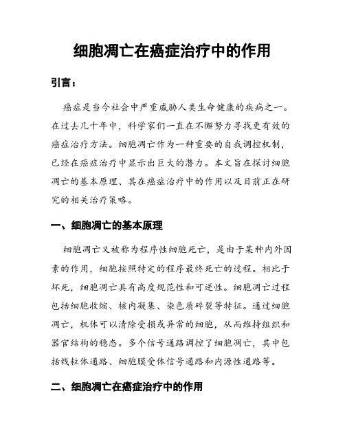 细胞凋亡在癌症治疗中的作用