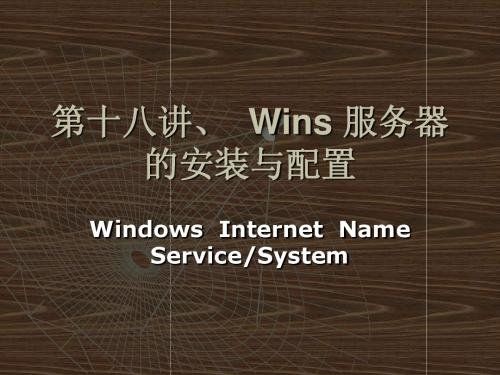 Wins 服务器的安装与配置