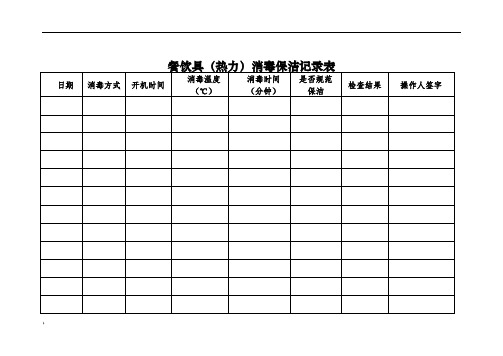 10餐饮具消毒保洁记录表模版