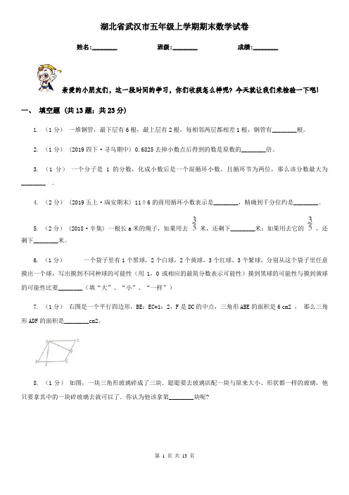 湖北省武汉市五年级上学期期末数学试卷