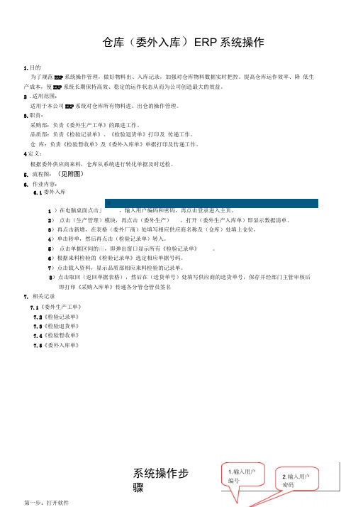 仓库(委外入库)ERP系统操作