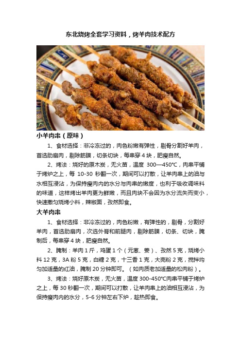 东北烧烤全套学习资料，烤羊肉技术配方