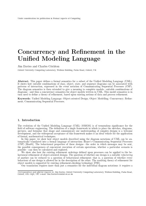 Under consideration for publication in Formal Aspects of Computing Concurrency and Refineme