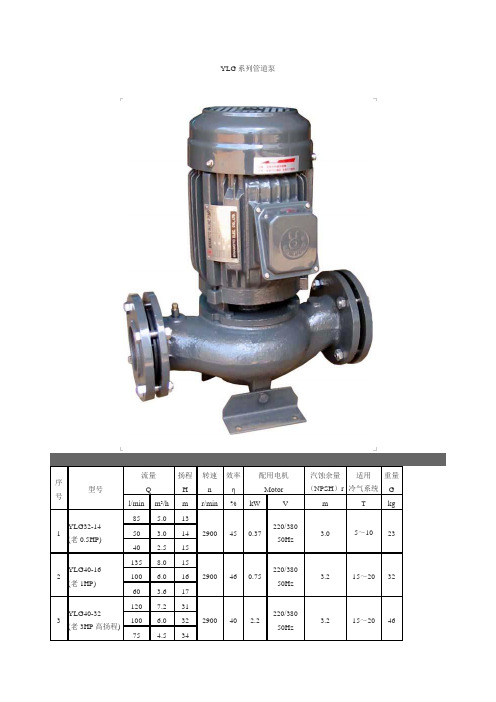 源立水泵YLG系列管道泵简介