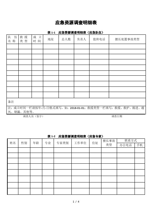 3-3-1应急资源调查明细表(5张表)