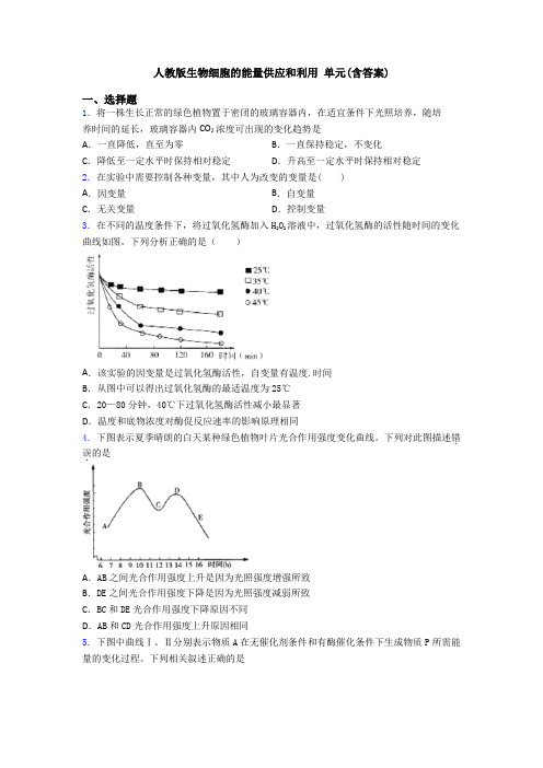 人教版生物细胞的能量供应和利用 单元(含答案)