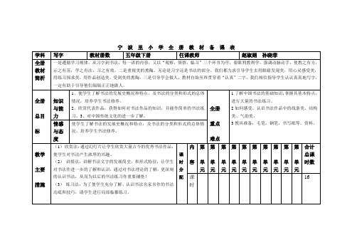 五年级上册写字教案全册分析