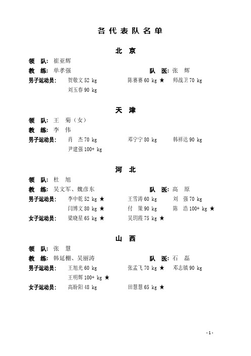 各 代 表 队 名 单 - 电子政务公共服务管理与支撑平台 …