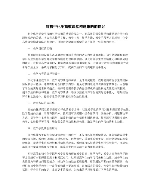 对初中化学高效课堂构建策略的探讨