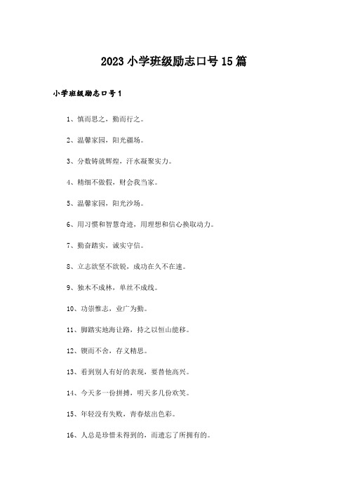 2023小学班级励志口号15篇