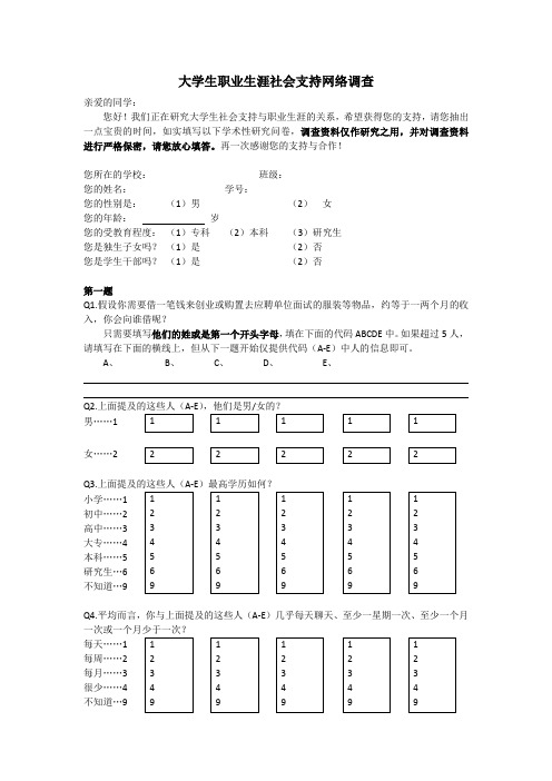 1.大学生社会支持网络调查表