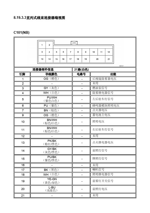 别克凯越电路图 8.19.3.3直列式线束连接器端视图