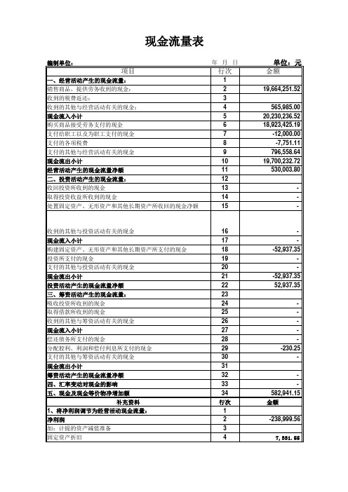 现金流量表自动生成模板(最新)