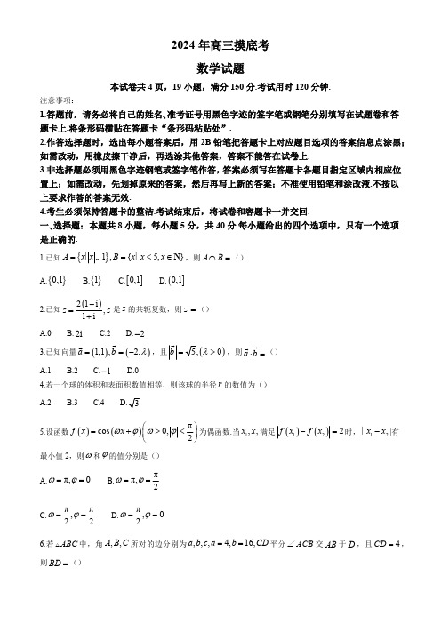 河北省保定市2024-2025学年高三上学期10月期中考试数学试题(含答案)