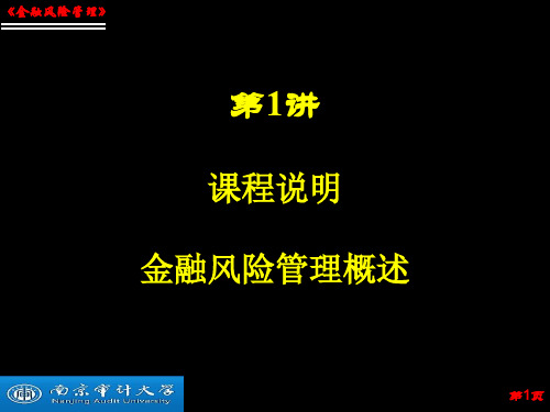 金融风险管理概述(PPT 38页)