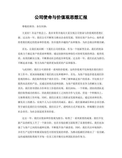 公司使命与价值观思想汇报