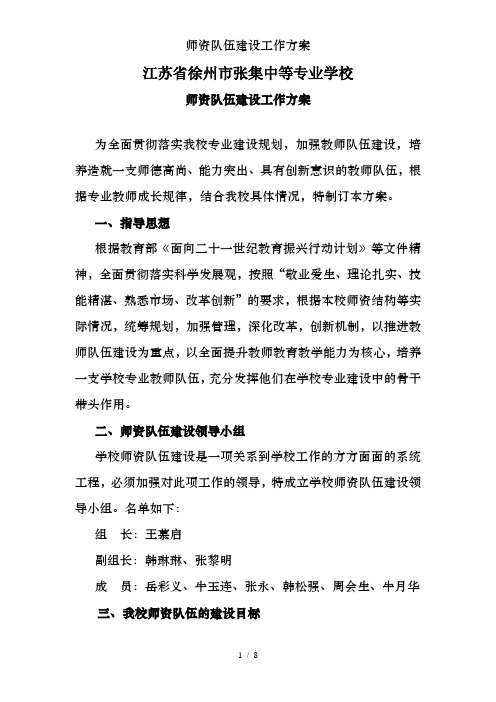 师资队伍建设工作方案