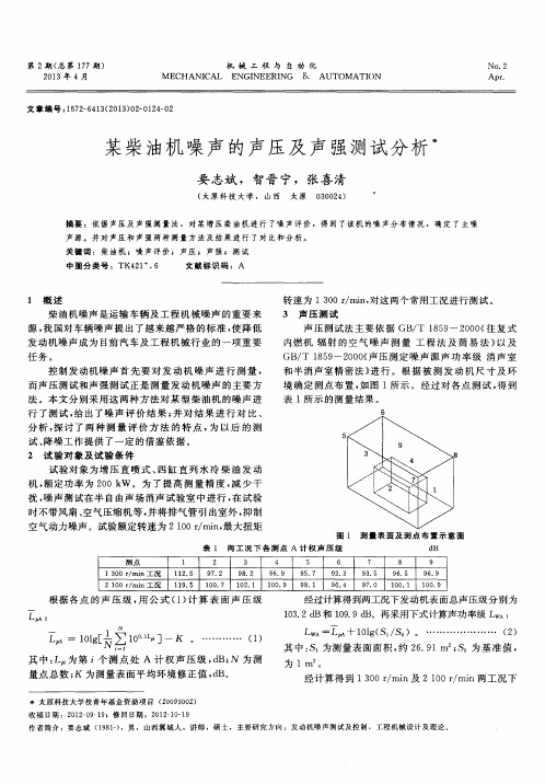 某柴油机噪声的声压及声强测试分析