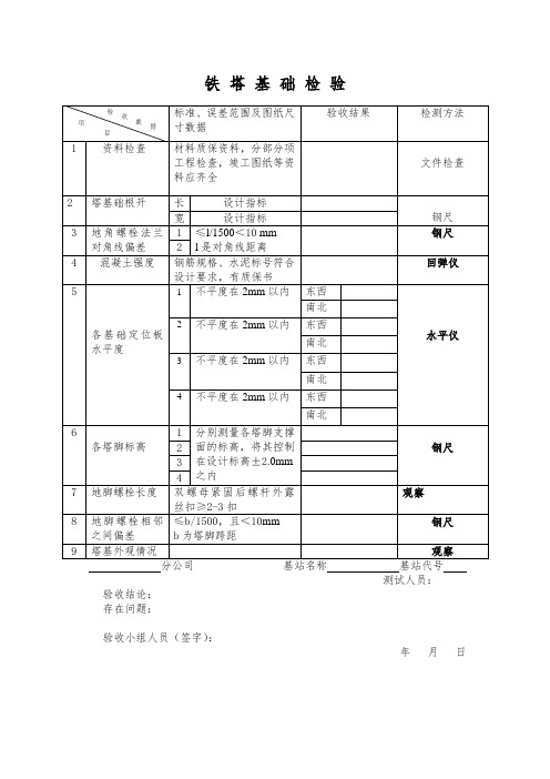 铁塔基础施工的质量检验