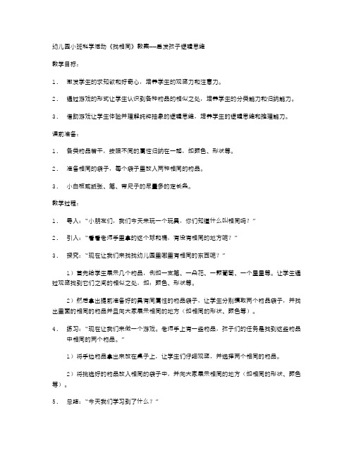 幼儿园小班科学活动《找相同》教案——启发孩子逻辑思维