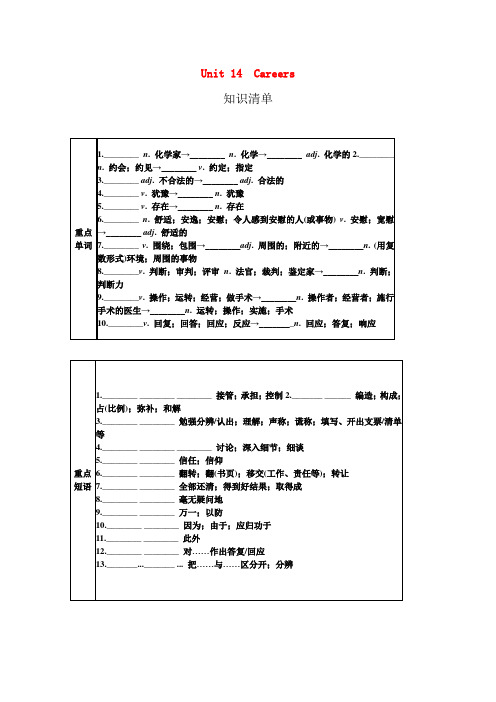 高中英语一轮复习 Part I Unit 14 Careers学案 北师大版