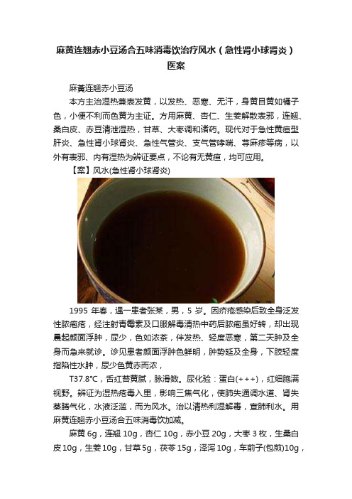 麻黄连翘赤小豆汤合五味消毒饮治疗风水（急性肾小球肾炎）医案