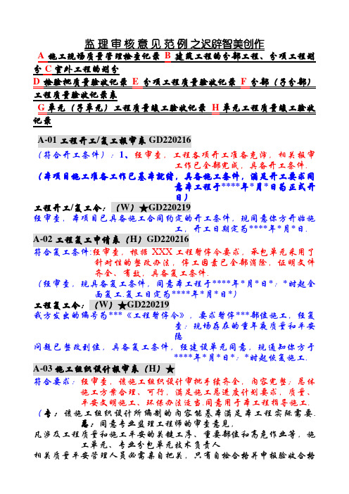 (经典)监理审核意见范例