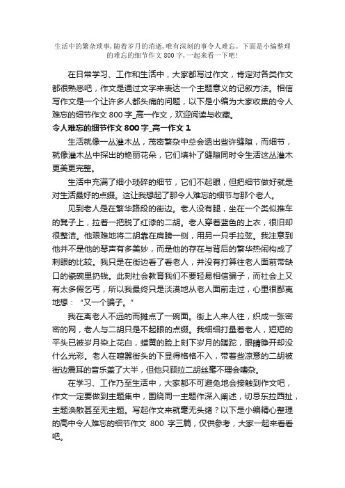 难忘的细节作文800字