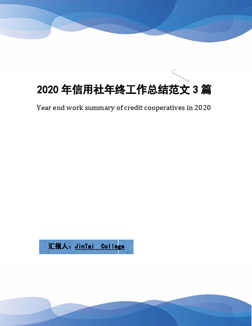 2020年信用社年终工作总结范文3篇