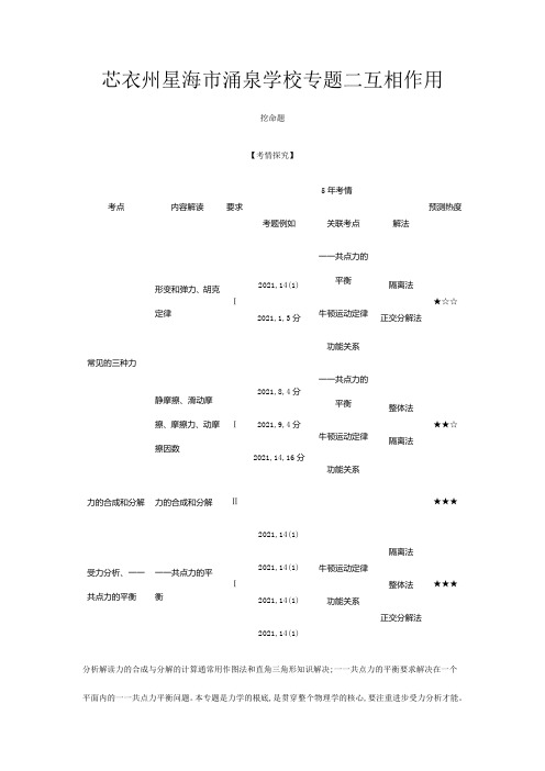 物理总复习 专题二 相互作用高三全册物理教案