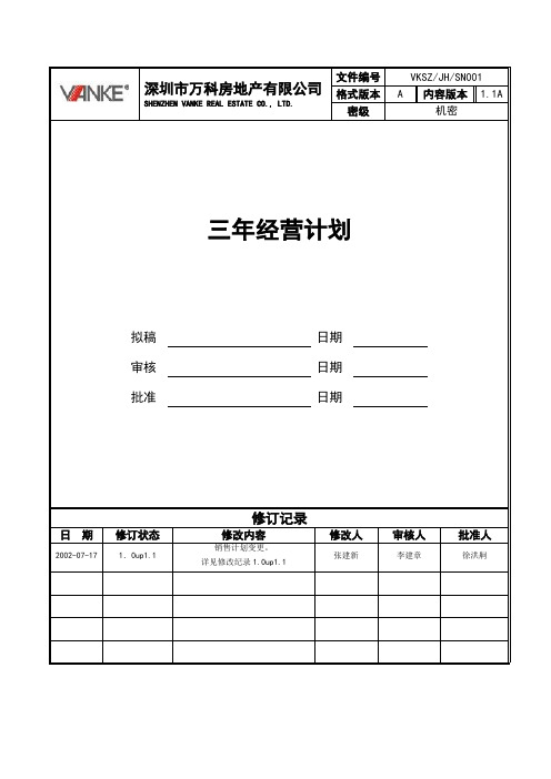 万科深圳区域公司三年经营计划21P