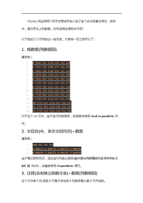 Matlab数据存取(二)：各类常见数据文件应用实例