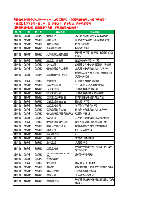 2020新版甘肃省白银市白银区足疗工商企业公司商家名录名单黄页联系电话号码地址大全33家