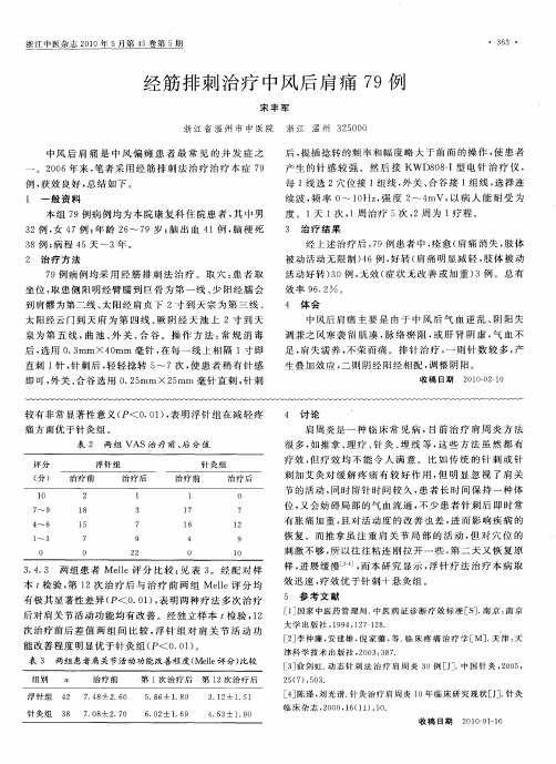 经筋排刺治疗中风后肩痛79例