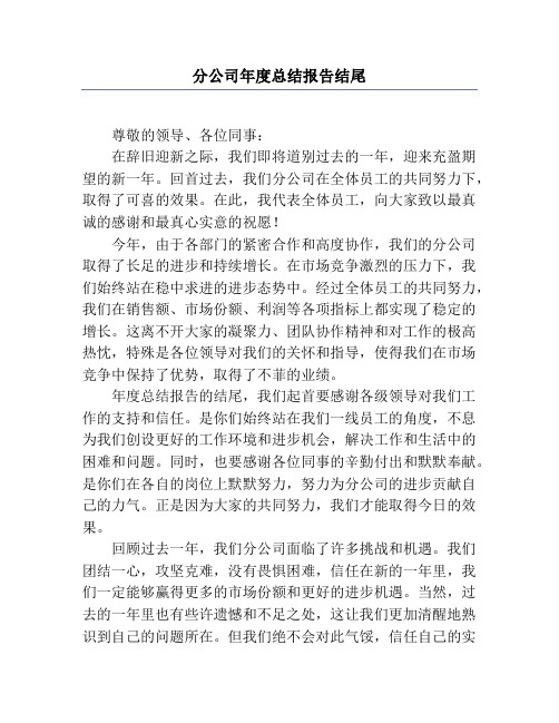 分公司年度总结报告结尾