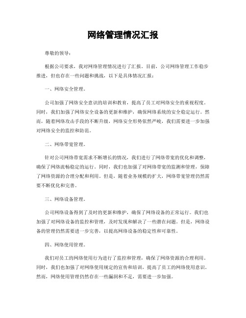 网络管理情况汇报