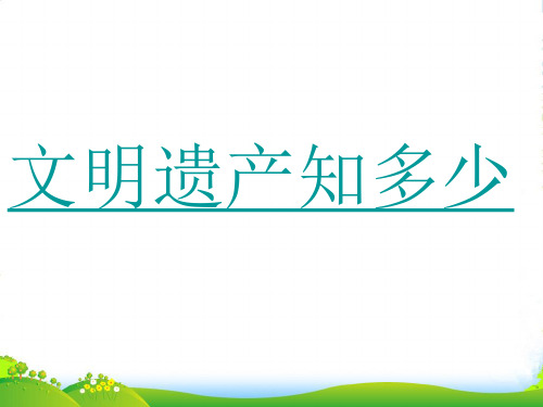 六年级品德与生活上册 文明遗产知多少 2课件 科教版