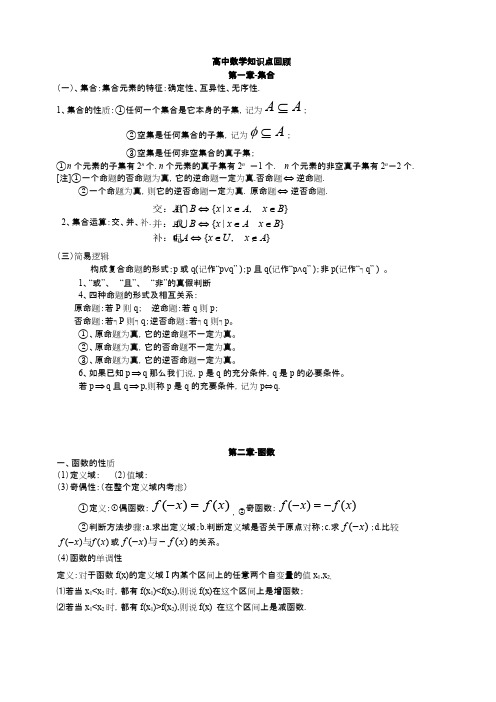 2019年高考数学高考必备知识点汇