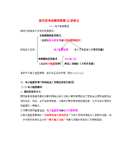 2022年报关员考试精讲班第12讲讲义