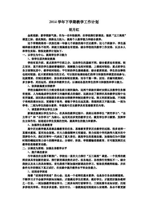2014年下学期教学计划