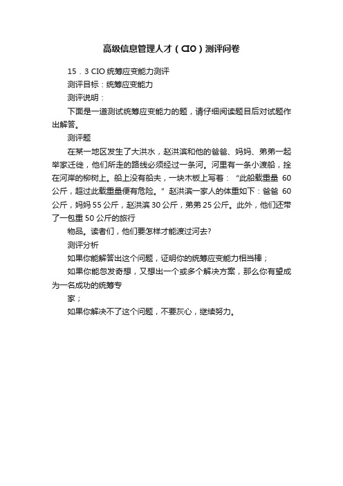 高级信息管理人才（CIO）测评问卷