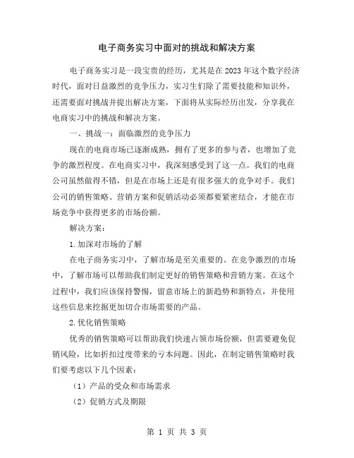 电子商务实习中面对的挑战和解决方案