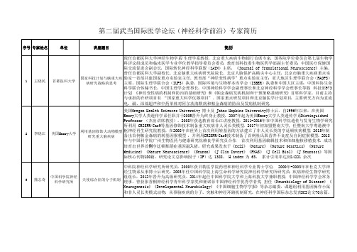 第二届武当国际医学论坛(神经科学前沿)专家简历