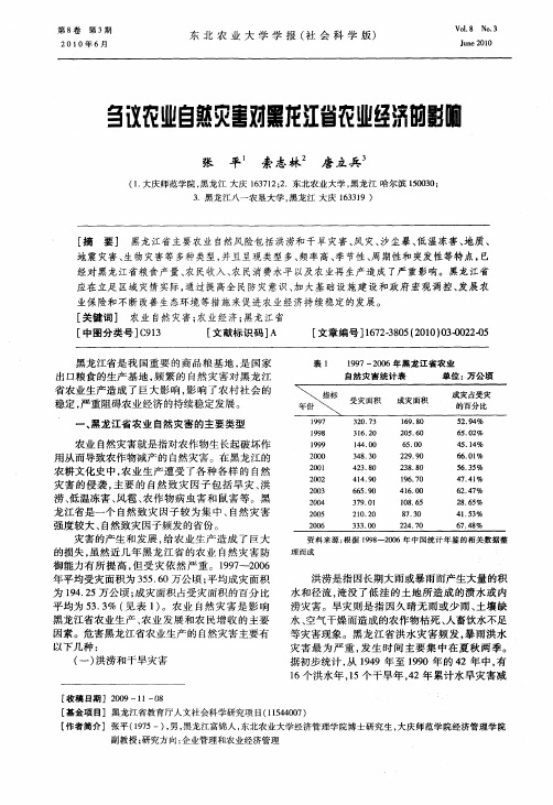 刍议农业自然灾害对黑龙江省农业经济的影响