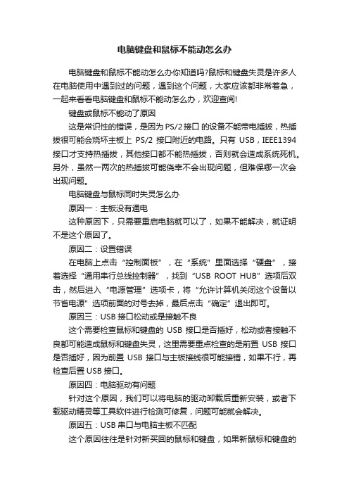 电脑键盘和鼠标不能动怎么办